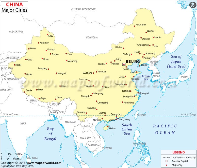 Cities in China Map