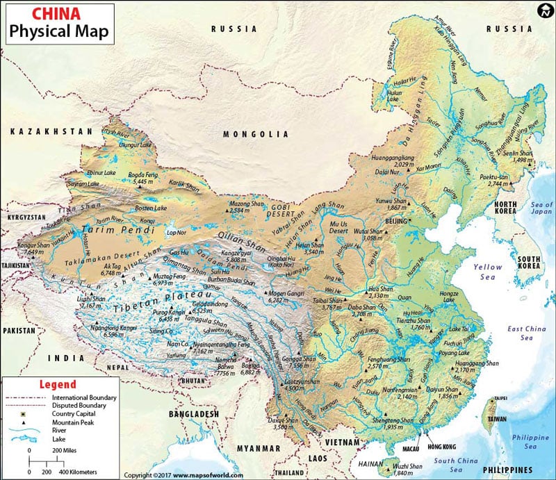 China Physical Map 