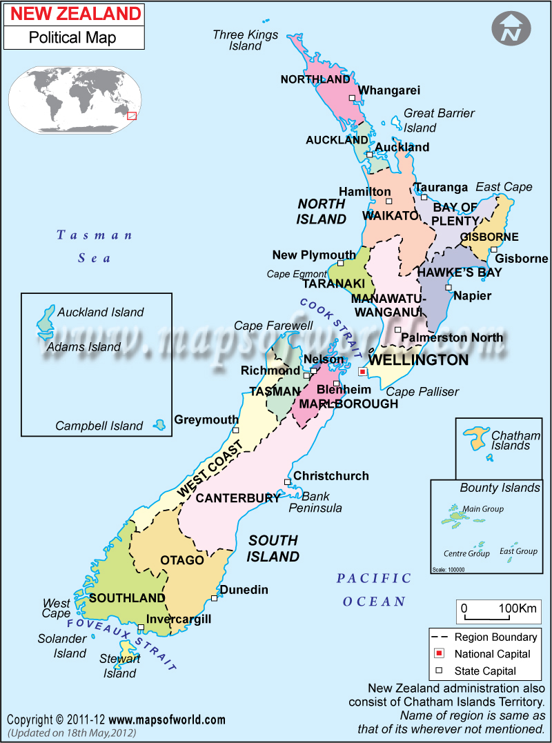 Political Map of New Zealand