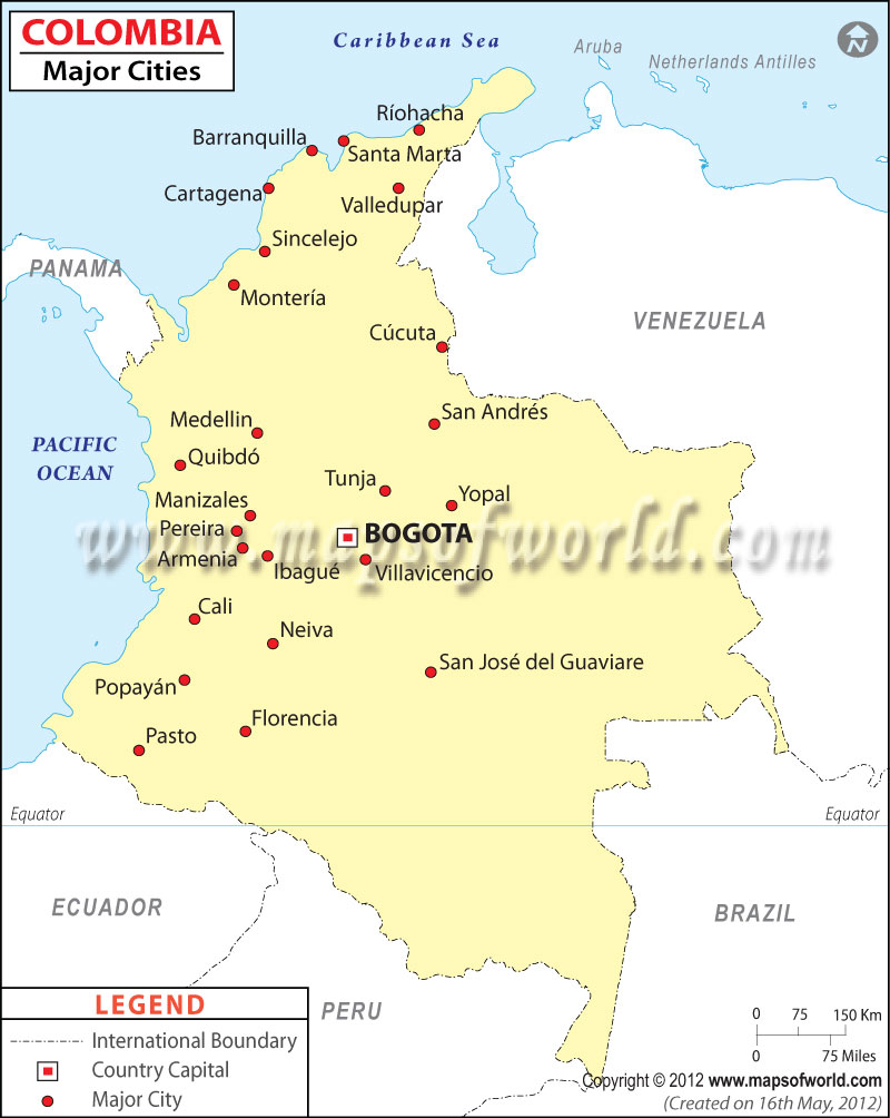 Colombia Cities Map