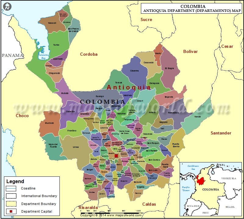 Map of Antioquia Department