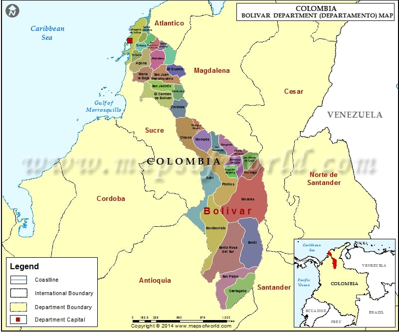 Map of Bolivar Department
