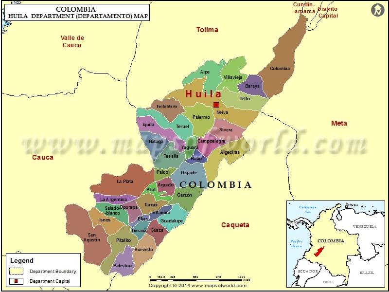 Map of Huila Department