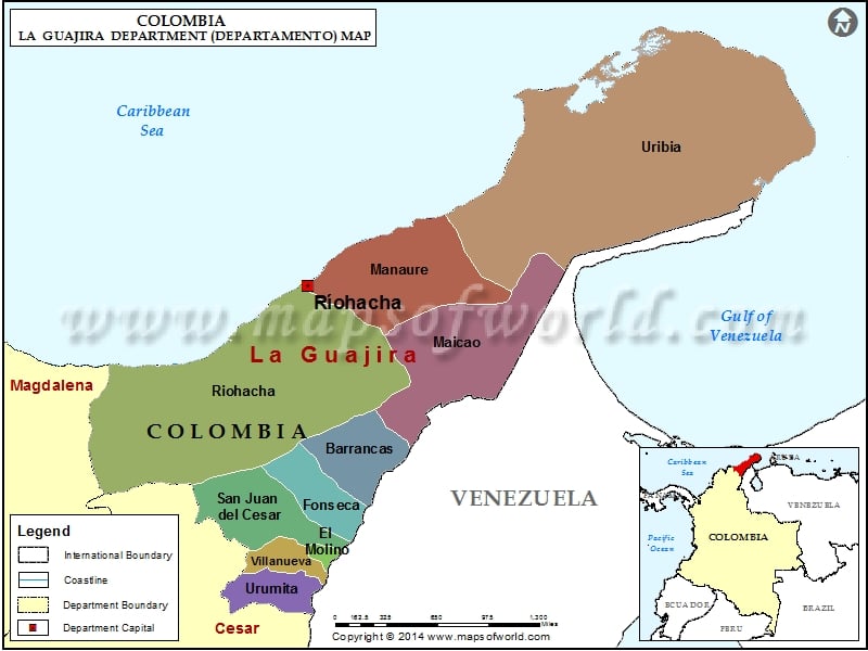 Map of La Guajira Department