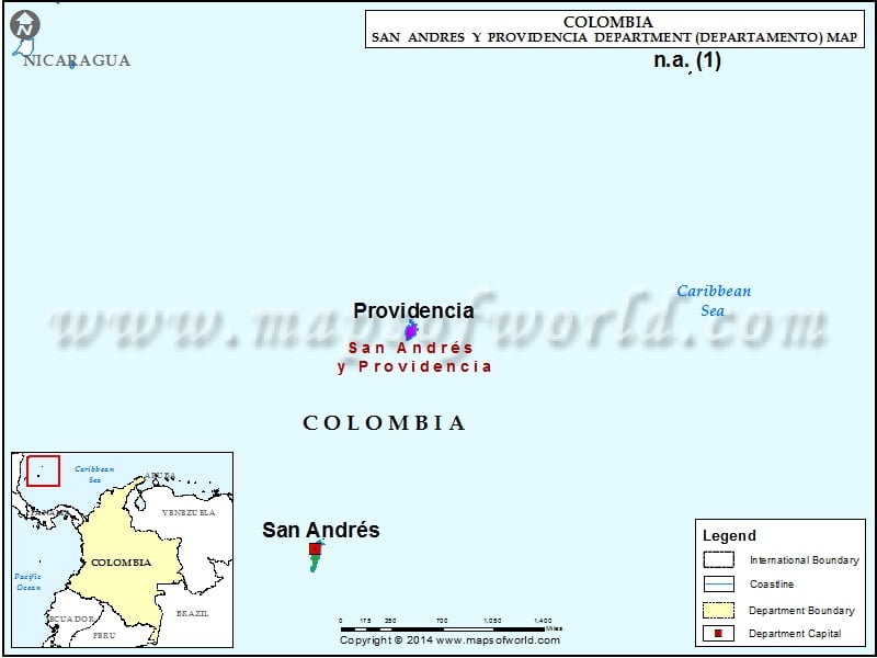 Map of San Andres y Providencia Department