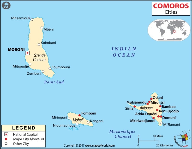 Comoros Cities Map