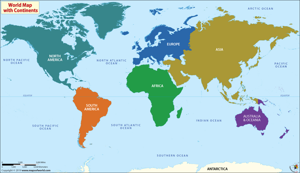 labeled map of the world continents