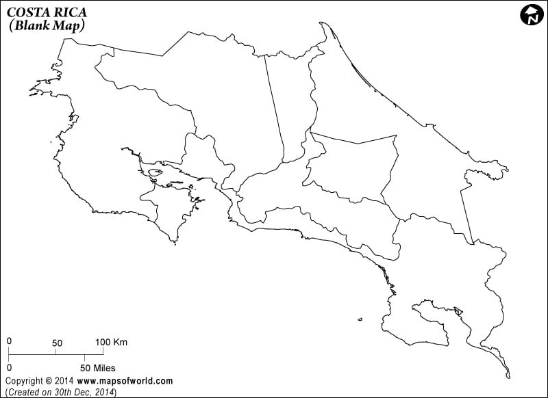 Costa Rica Map Outline | Blank Map of Costa Rica
