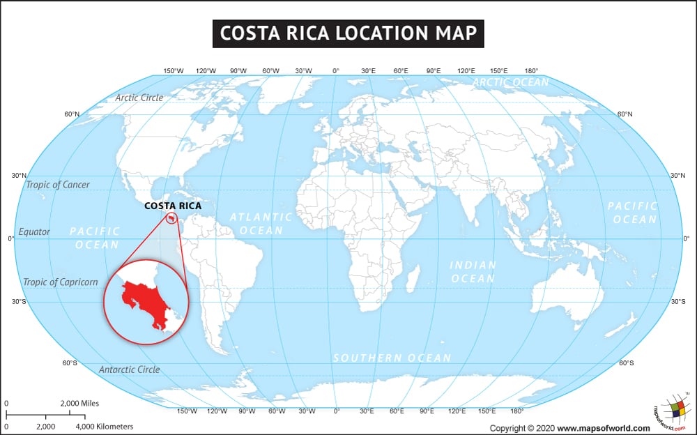 map showing costa rica