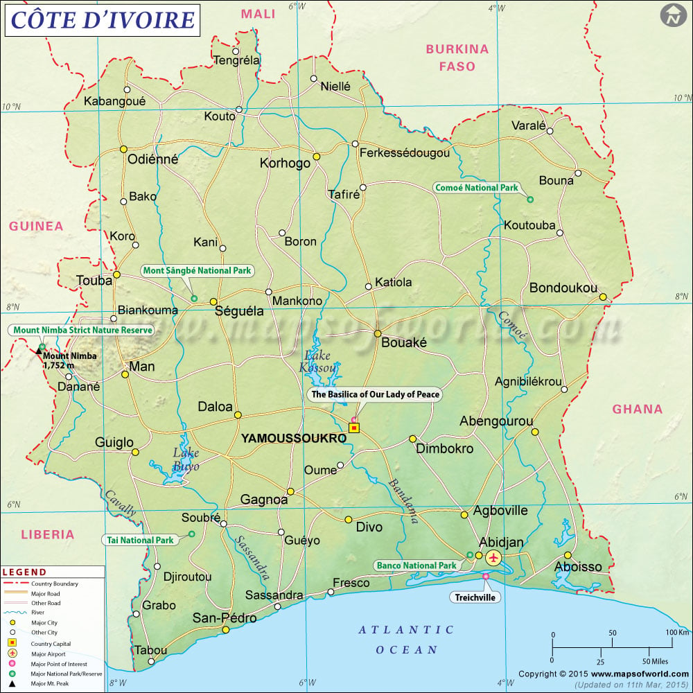 Cote d’Ivoire (Ivory Coast) Map