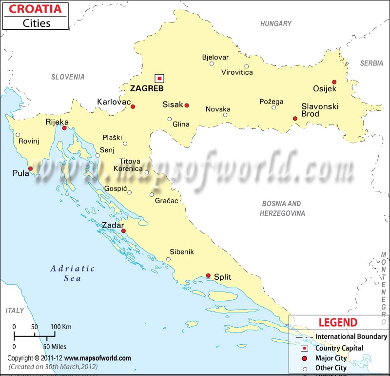 Croatian Cities Map