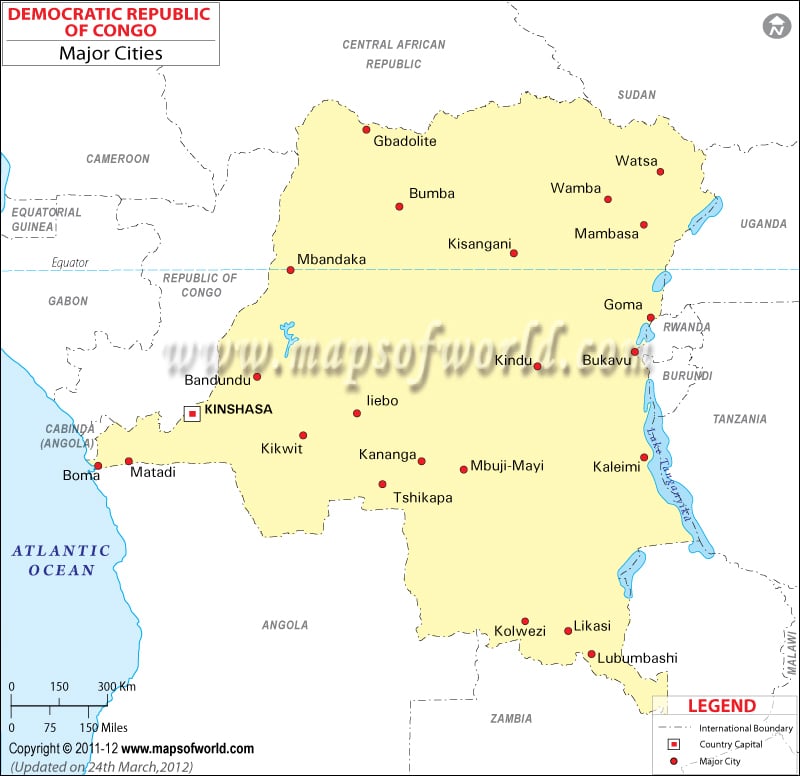 Democratic Republic of Congo Cities Map