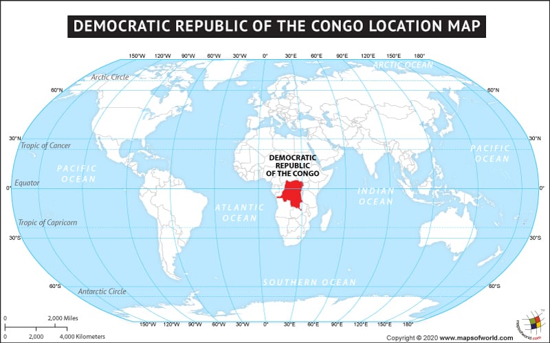 Democratic Republic of Congo on World Map