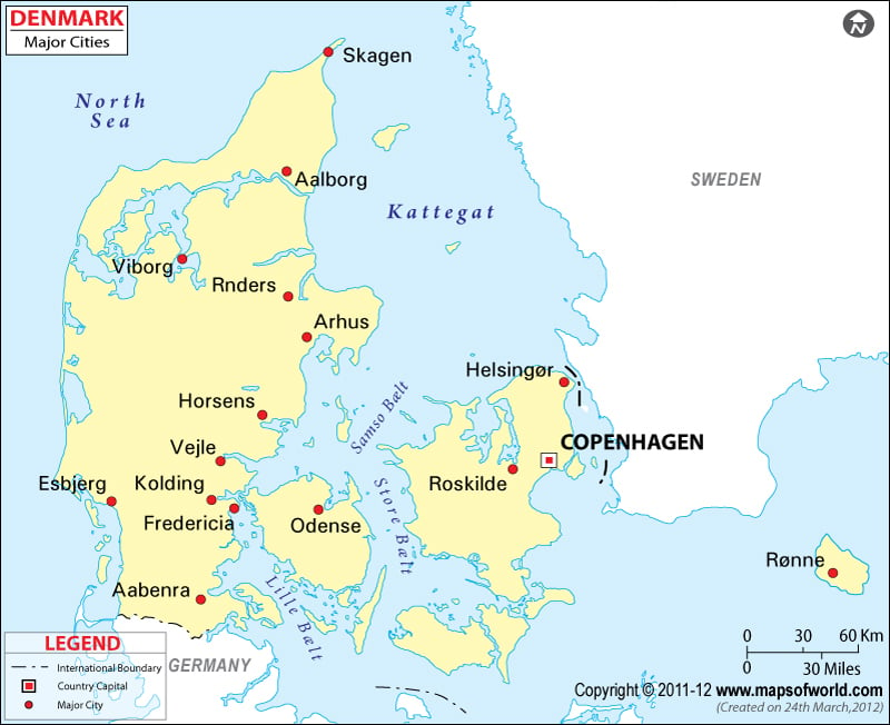 Denmark Cities Map
