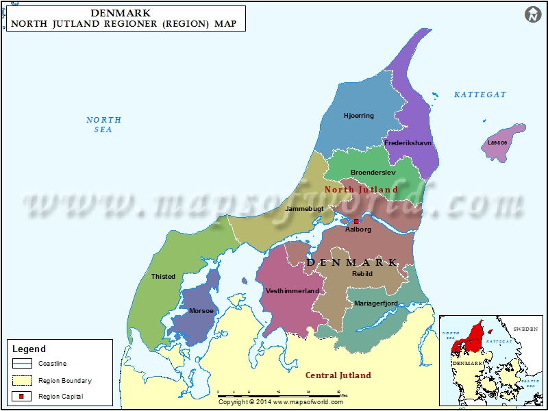 North Jutland Map Map Of North Jutland Denmark   North Jutland Region Map 