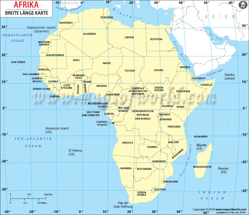 Afrika Breite und Länge Karte