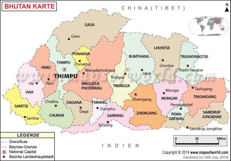 Bhutan Karte