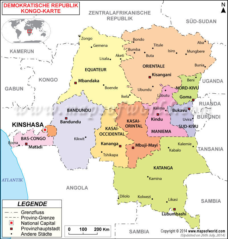 Demokratische Republik Kongo Karte
