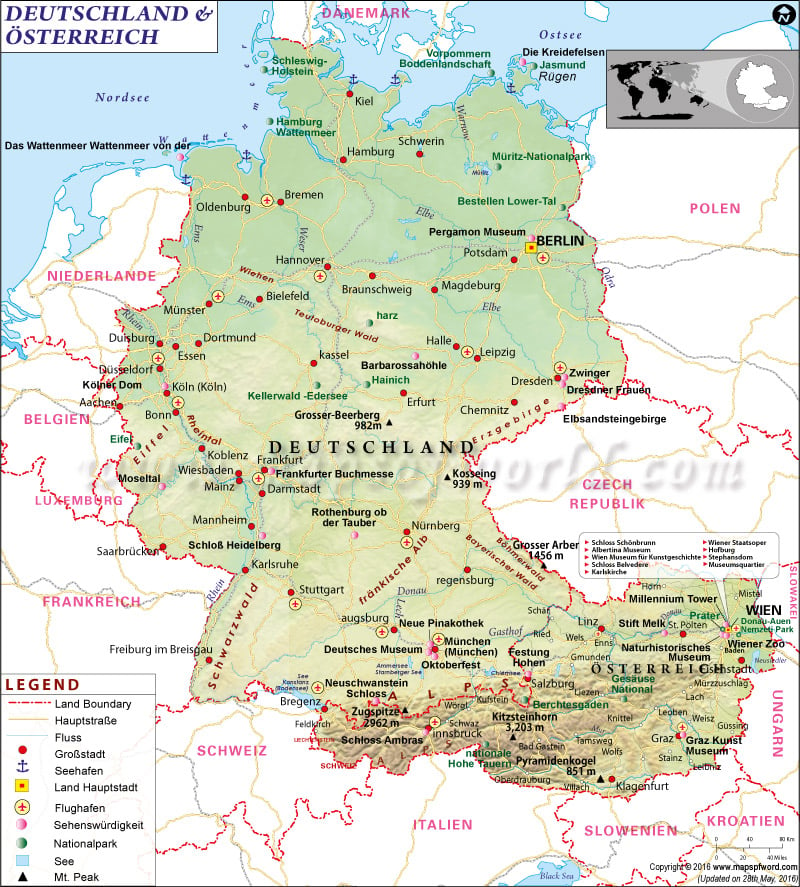Karte von Deutschland und Österreich