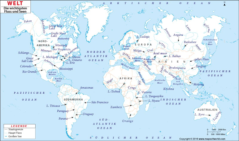 Flüsse Weltkarte