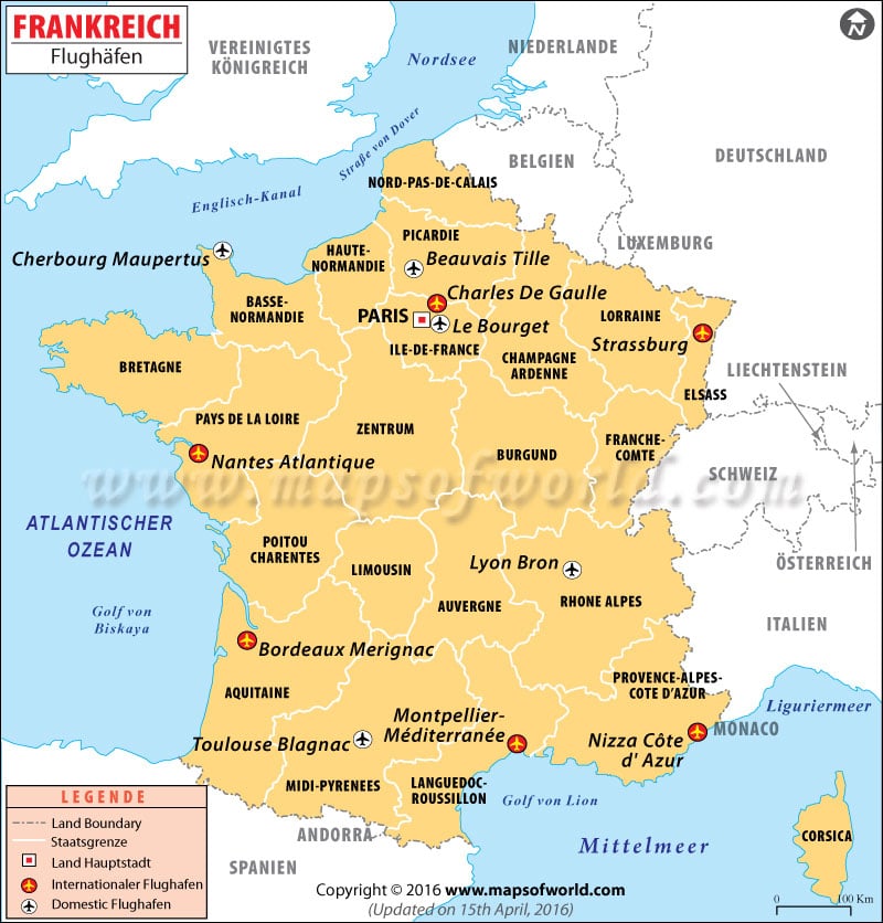 Frankreich Flughafen Karte