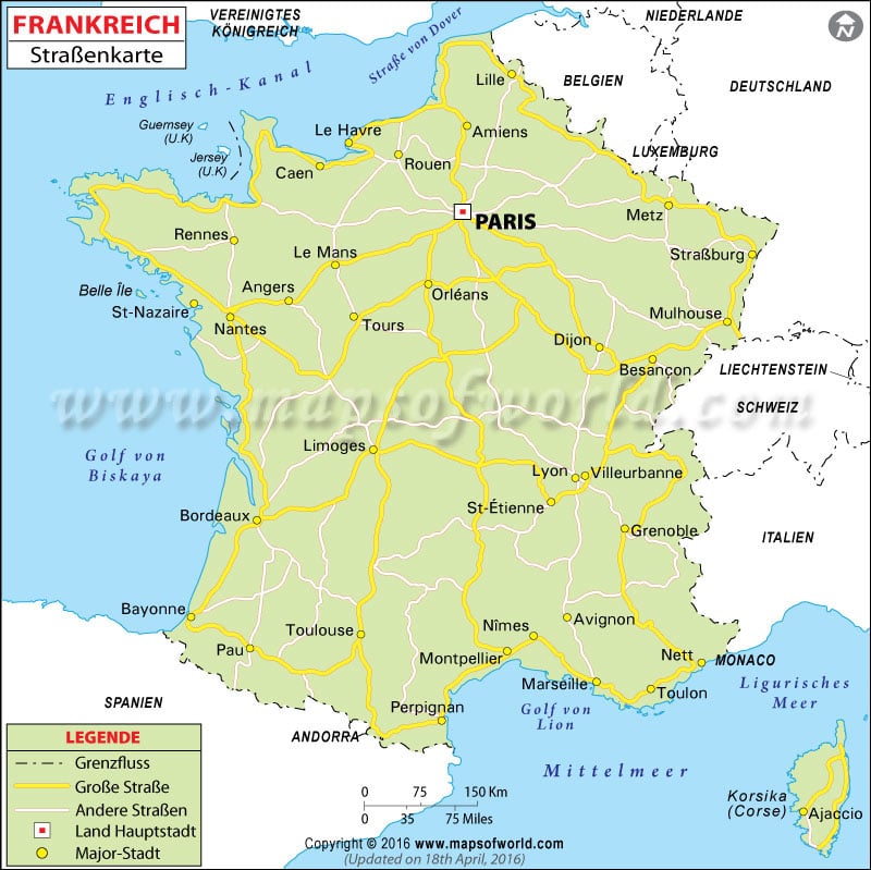 Frankreich Straßenkarte