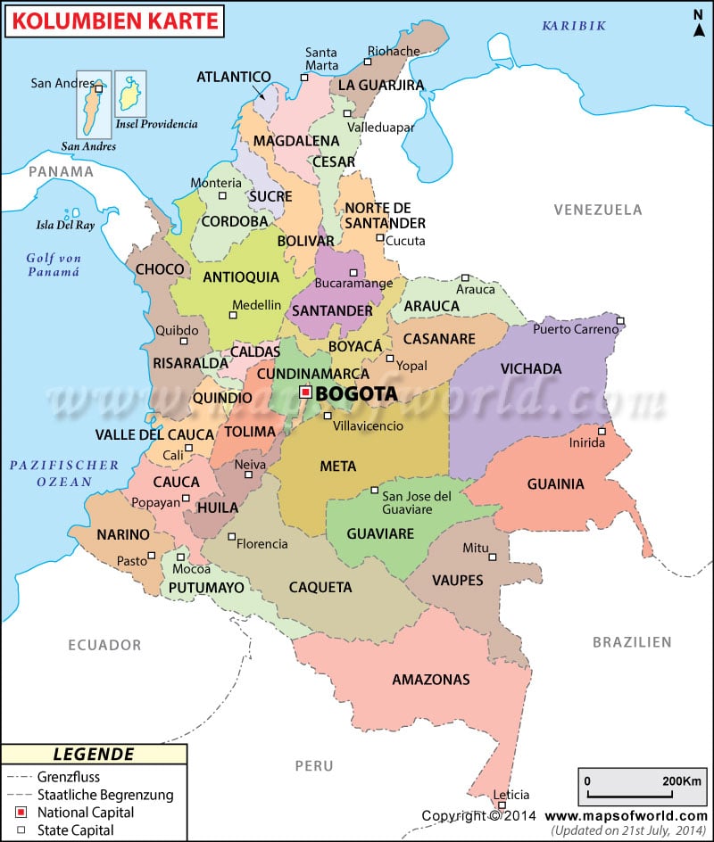Kolumbien Karte