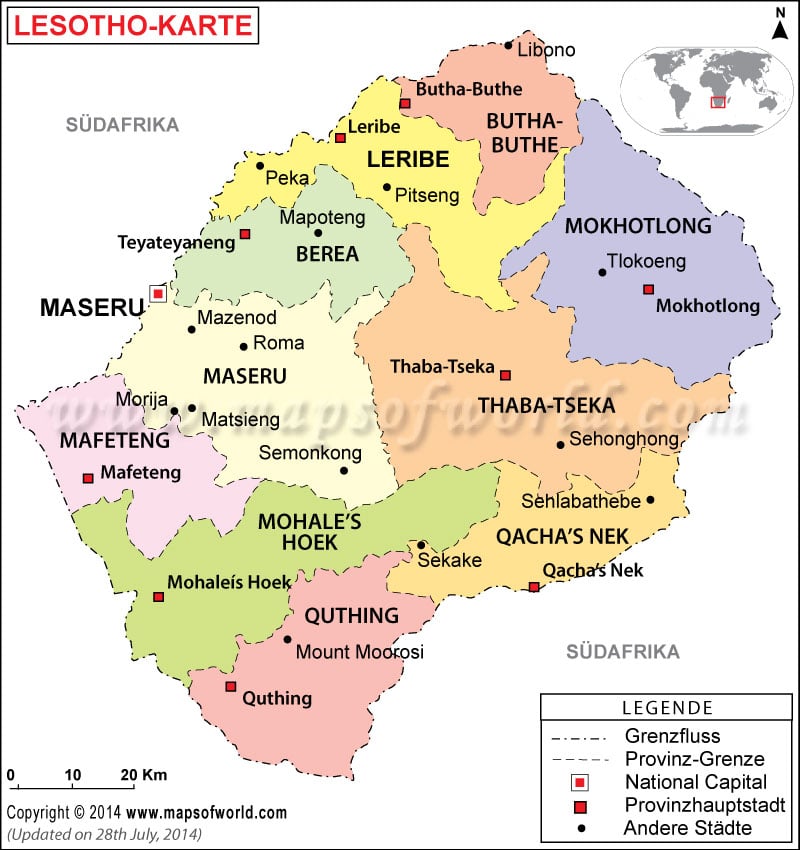 Lesotho Karte