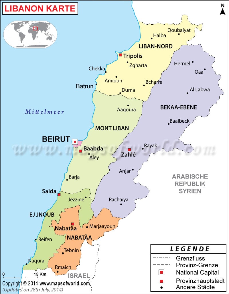 Libanon Karte