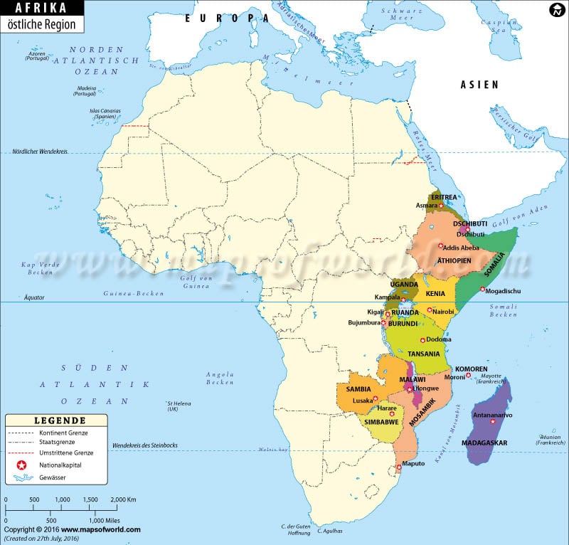 Ostafrika Region Karte
