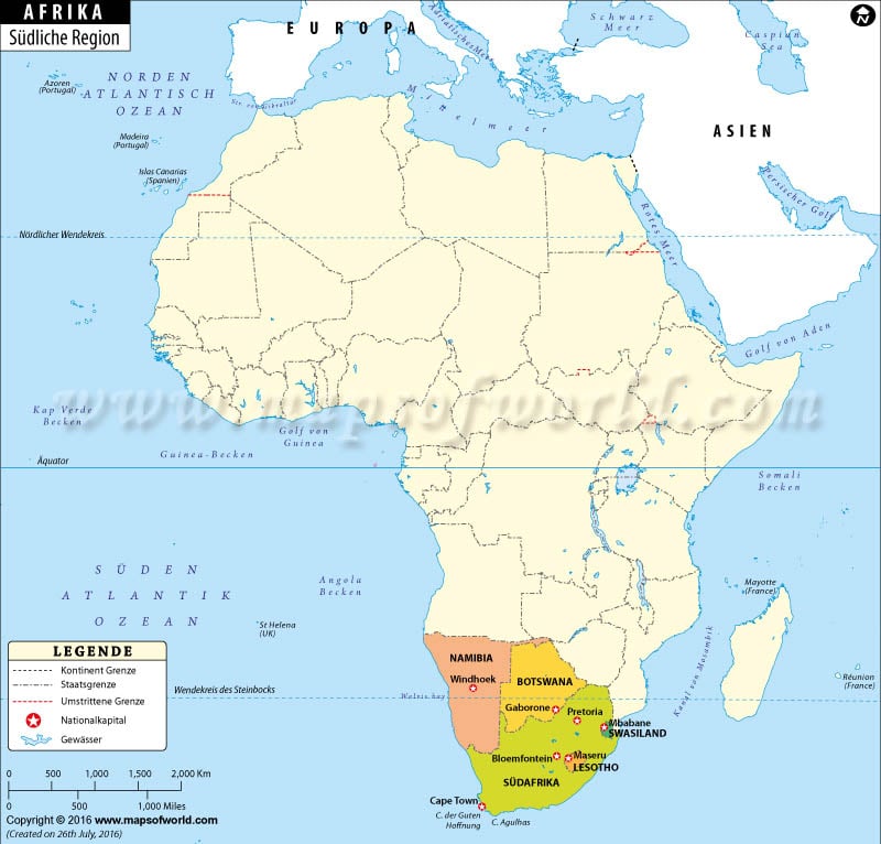 Southern Africa Region Karte