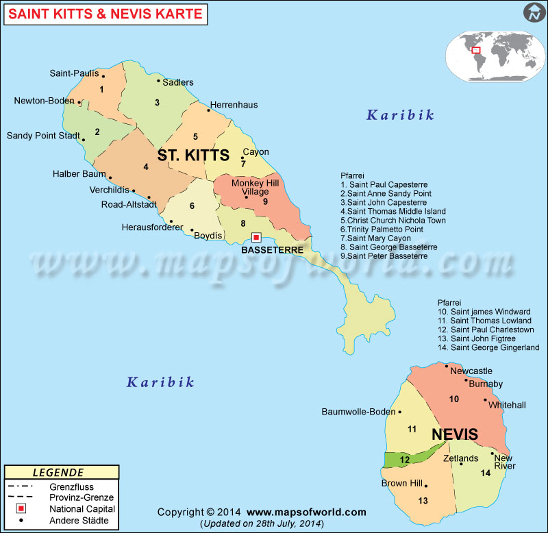 St. Kitts und Nevis Karte