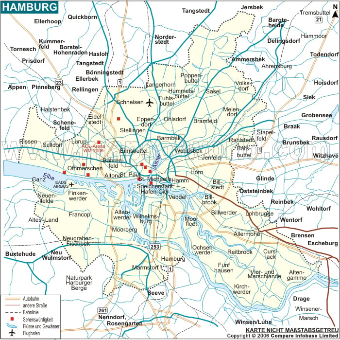 Stadtplan Hamburg, Hamburg Karte