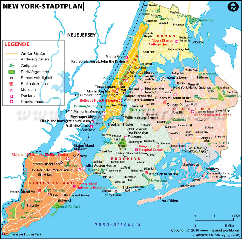 New York Karte, Stadtplan von New York