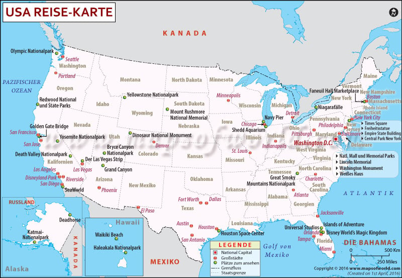 USA Reisen Karte