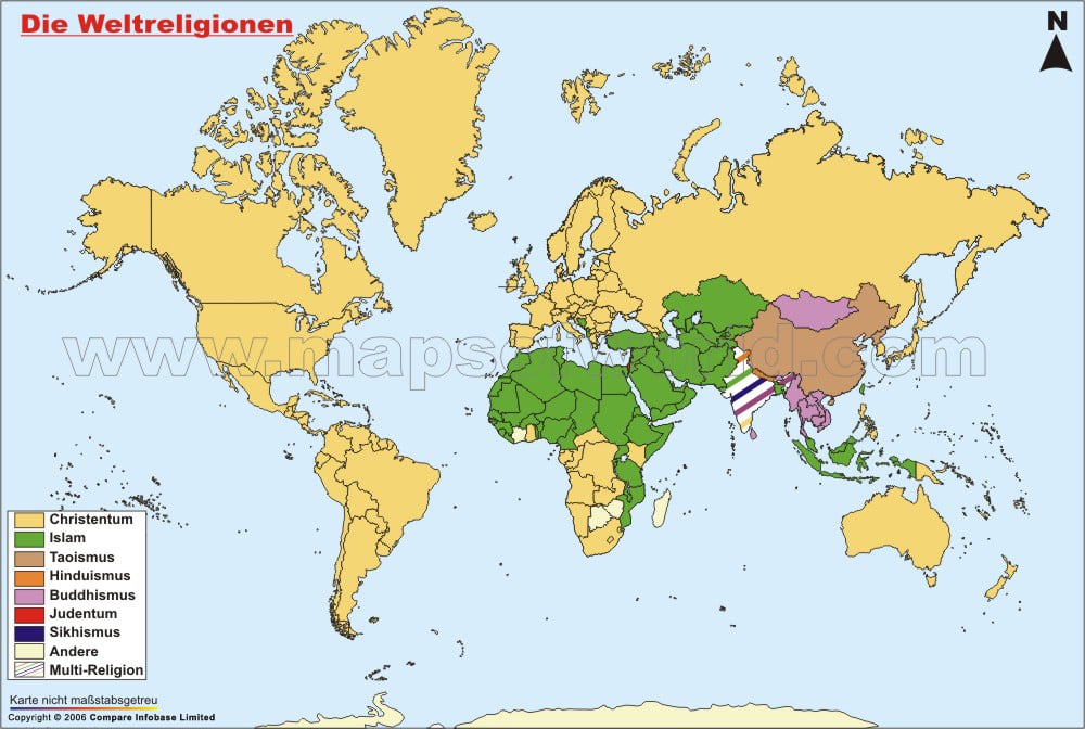 Landkarte Weltreligionen