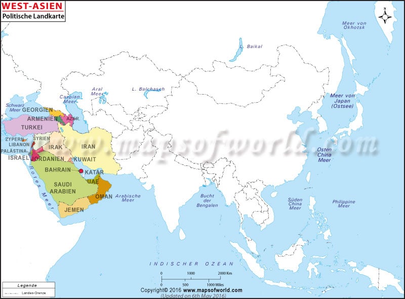 Westasien Karte