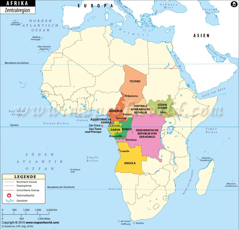 Zentralafrika Region Karte