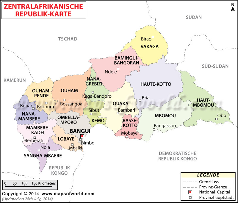 Zentralafrikanische Republik Karte
