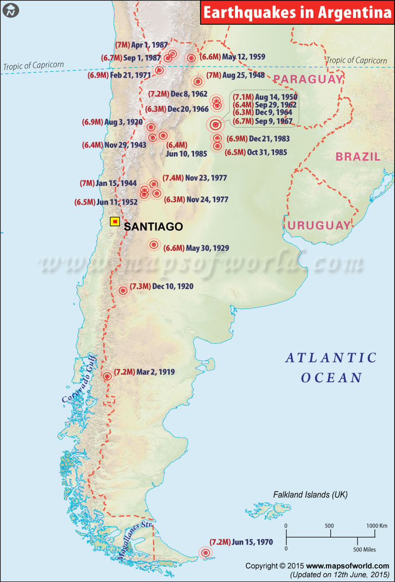 Earthquakes in Argentina from 1900 to 1987