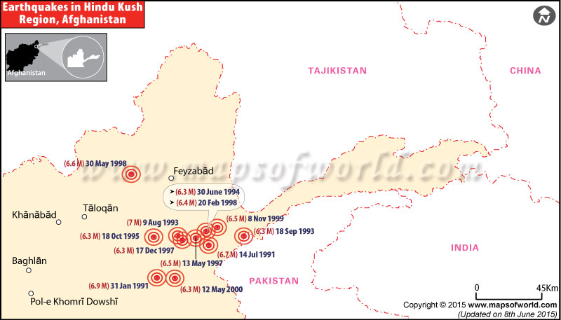 Earthquakes in Afghanistan from 1991 to 2000