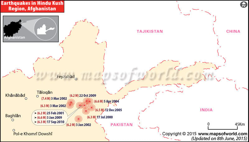 Earthquakes in Afghanistan from 2000 to 2015