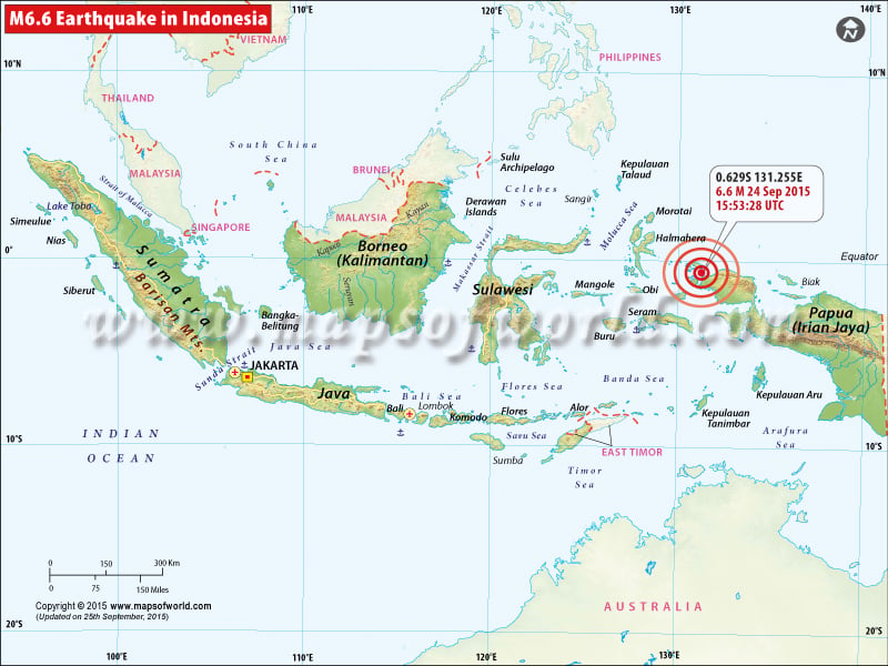 Location map of M6.6 earthquake in Indonesia