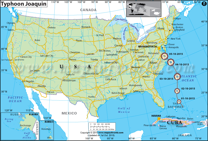 Expected Path Map of Hurricane Joaquin