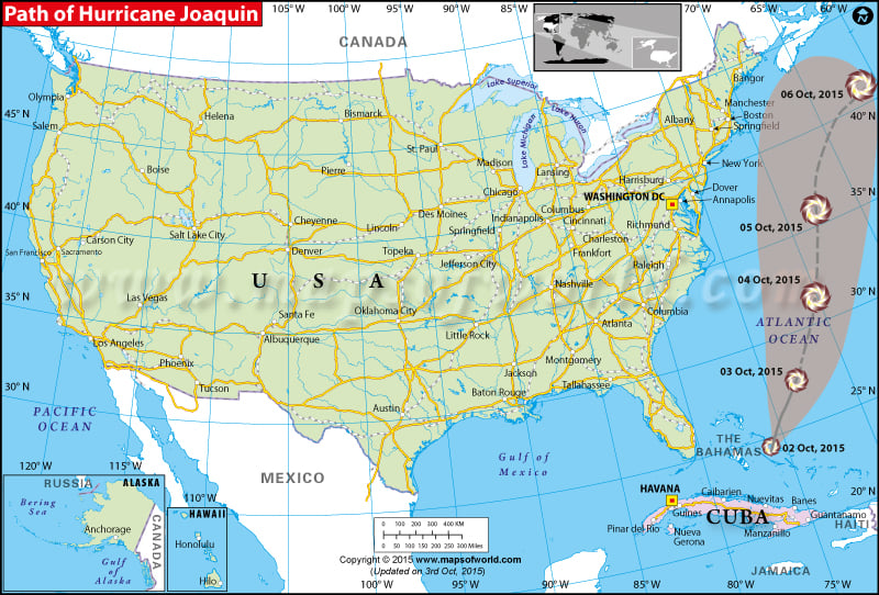 Expected Path Map of Hurricane Joaquin