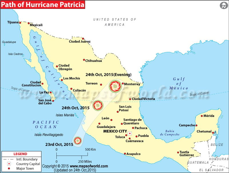 Path map of Hurricane Patricia