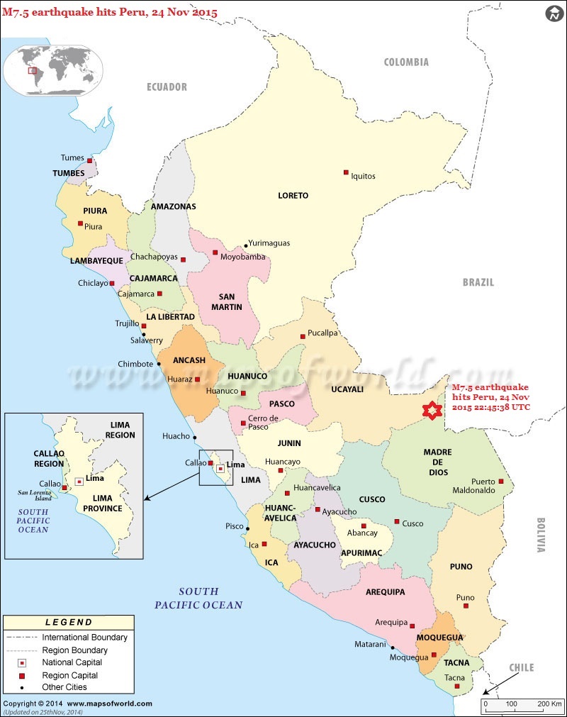 M7.5 earthquake hits Peru