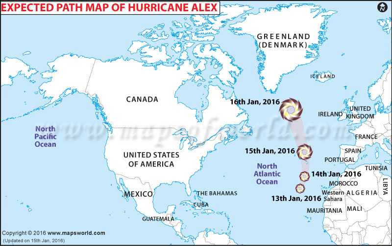 Path Map of Tropical Cyclone Alex