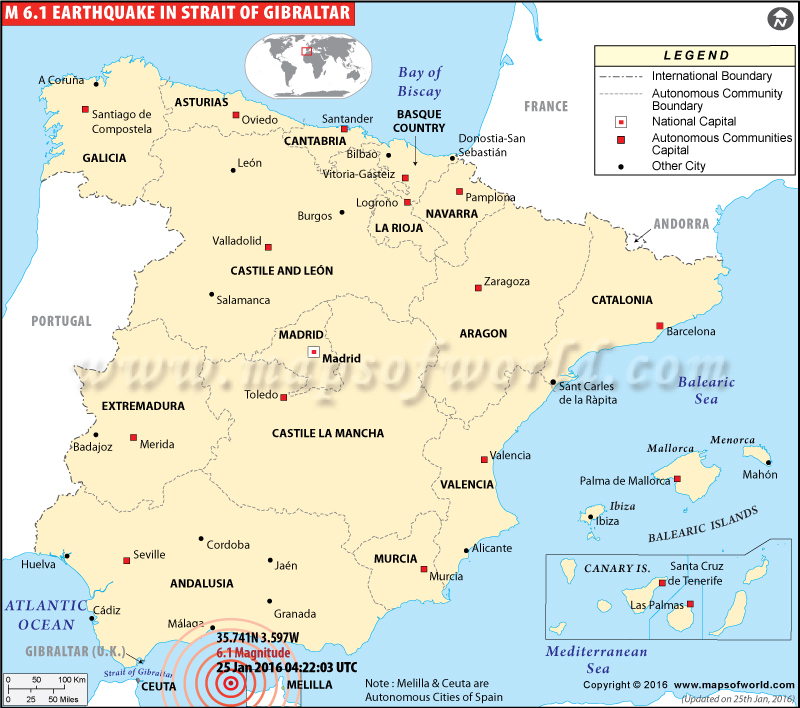 Gibraltar Earthquake Map