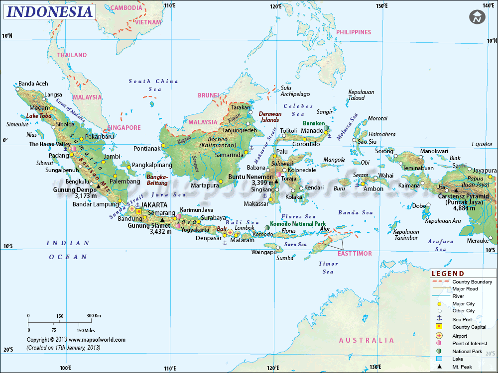 Indonesia Earthquakes Map, Areas Affected by Earthquakes in Indonesia